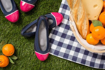 ja-vie hibiscus cap/navy jelly flats shoes