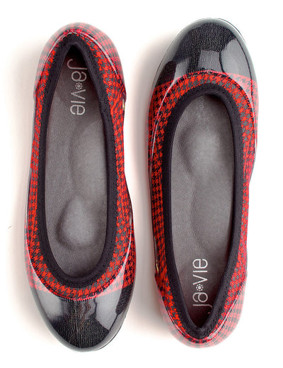 ja-vie red/black houndstooth jelly flats shoes