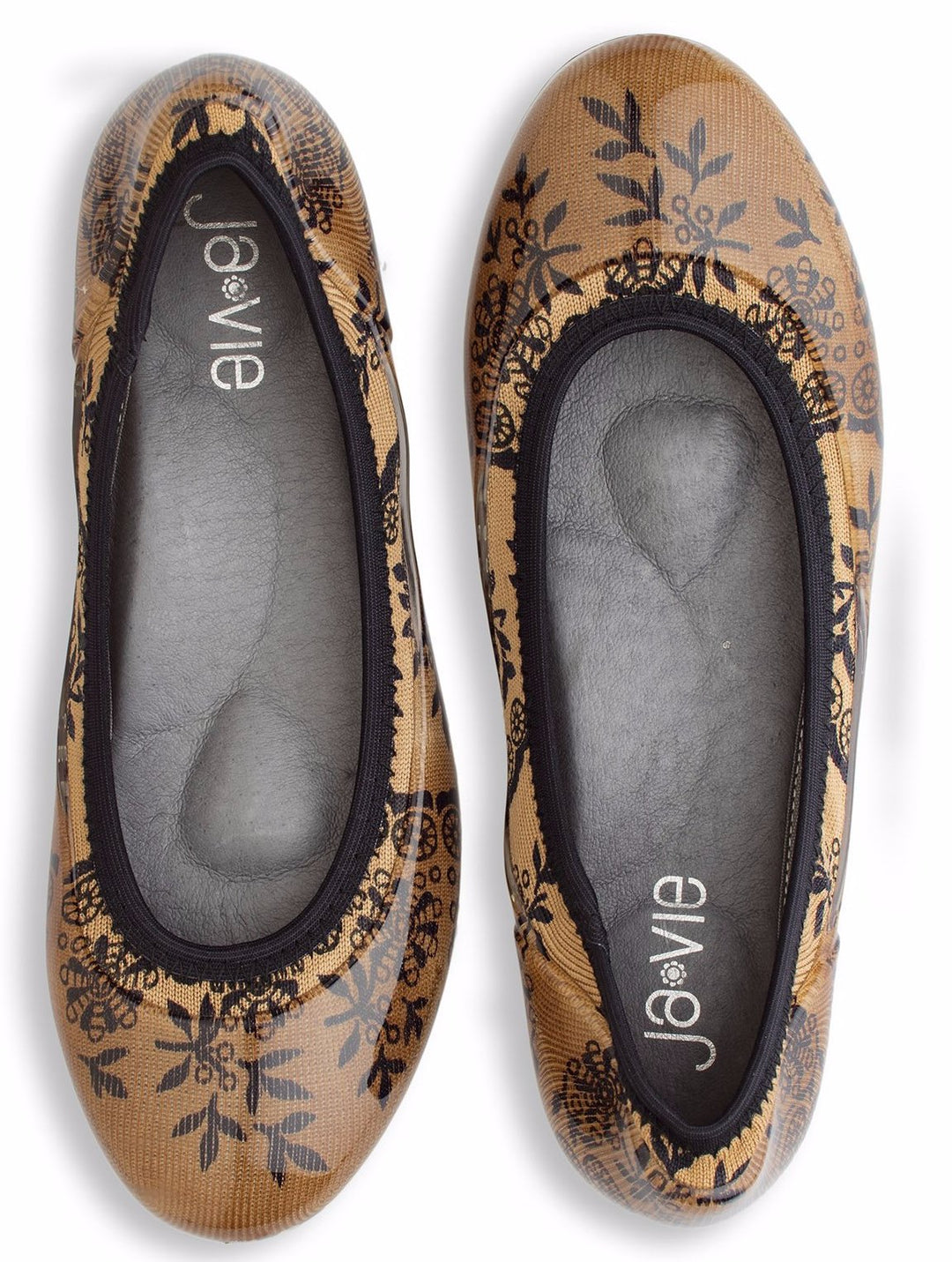 ja-vie fawn/black lace jelly flats shoes