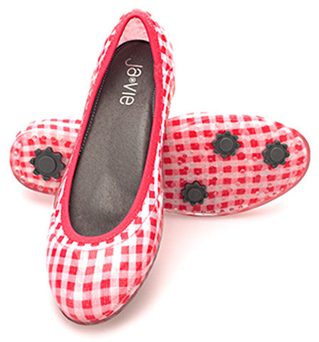 ja-vie hibiscus gingham jelly flats shoes