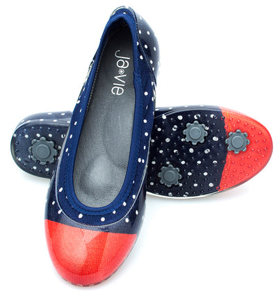 ja-vie navy/white/red dot jelly flats shoes