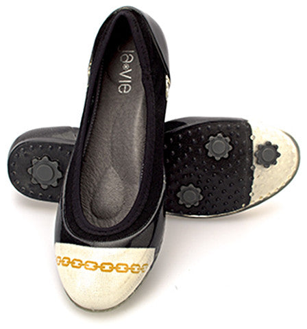ja-vie chain black/white jelly flats shoes
