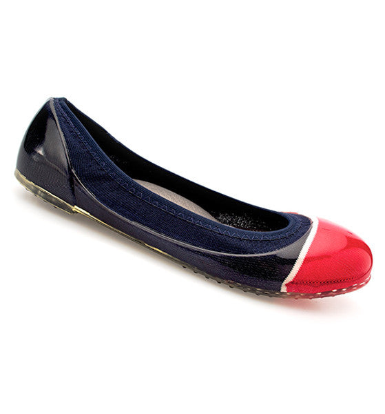 ja-vie hibiscus cap/navy jelly flats shoes