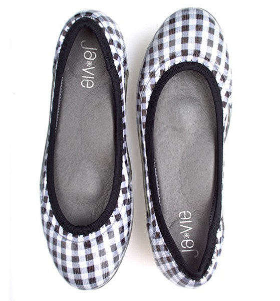ja-vie black gingham jelly flats shoes
