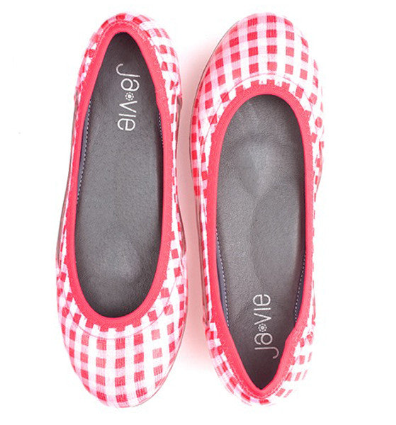 ja-vie hibiscus gingham jelly flats shoes