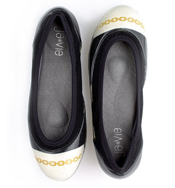ja-vie chain black/white jelly flats shoes