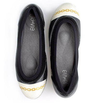 ja-vie chain black/white jelly flats shoes