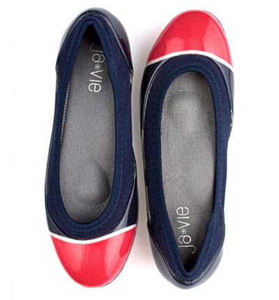 ja-vie hibiscus cap/navy jelly flats shoes
