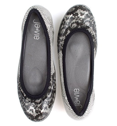 ja-vie black lace/white jelly flats shoes