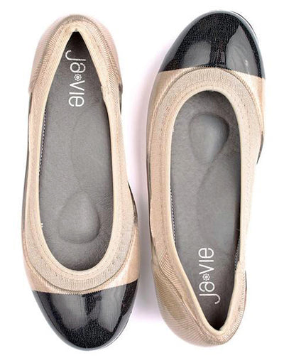 ja-vie  black cap/nude beige jelly flats shoes