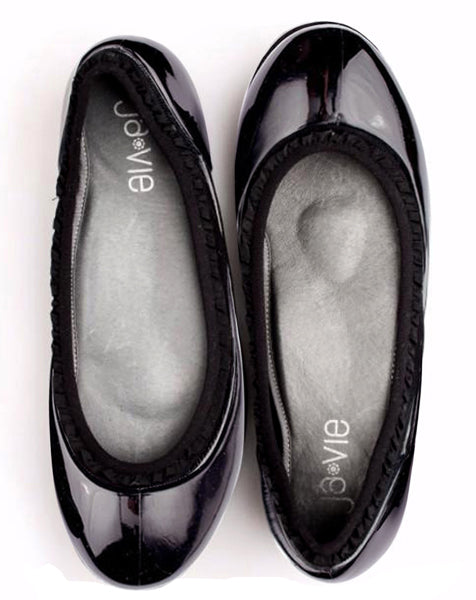 ja-vie black ruffle jelly flats shoes