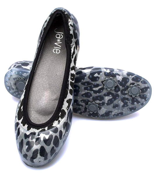 ja-vie grey leopard animal print jelly flats shoes