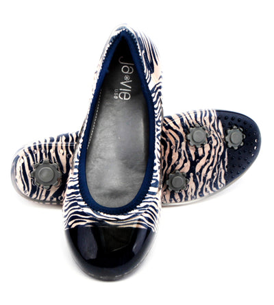 Ja-vie Zebra Navy/Sand Animal Print Flats Shoes