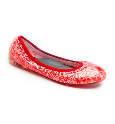 ja-vie red/white mosaic Print jelly flats shoes
