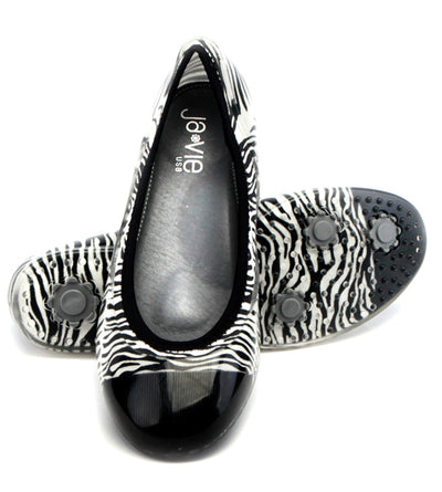 ja-vie zebra black/white animal print jelly flats shoes
