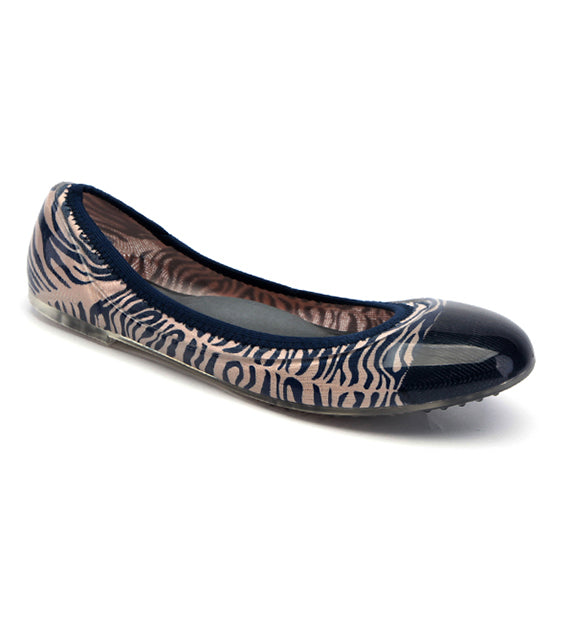 Ja-vie Zebra Navy/Sand Animal Print Flats Shoes