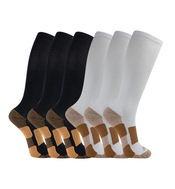 Copper Bamboo Cushion Everyday Compression Socks (15-20mmHg) - 6 Pack ...