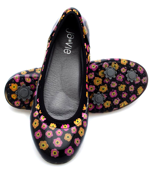 ja-vie poppy floral black jelly flats shoes