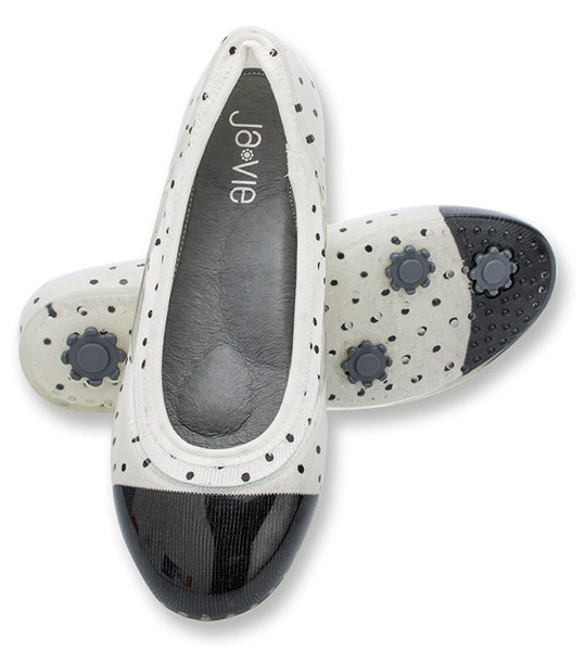 ja-vie white/black dot jelly flats shoes