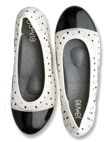 ja-vie white/black dot jelly flats shoes
