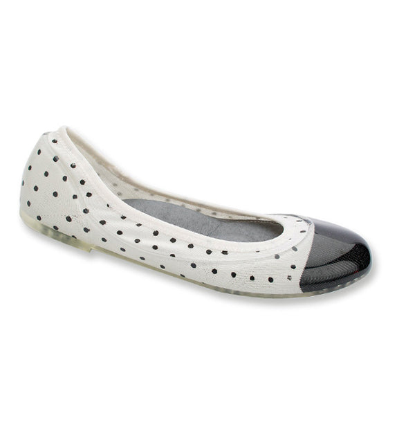 ja-vie white/black dot jelly flats shoes
