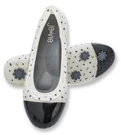 ja-vie white/black dot jelly flats shoes